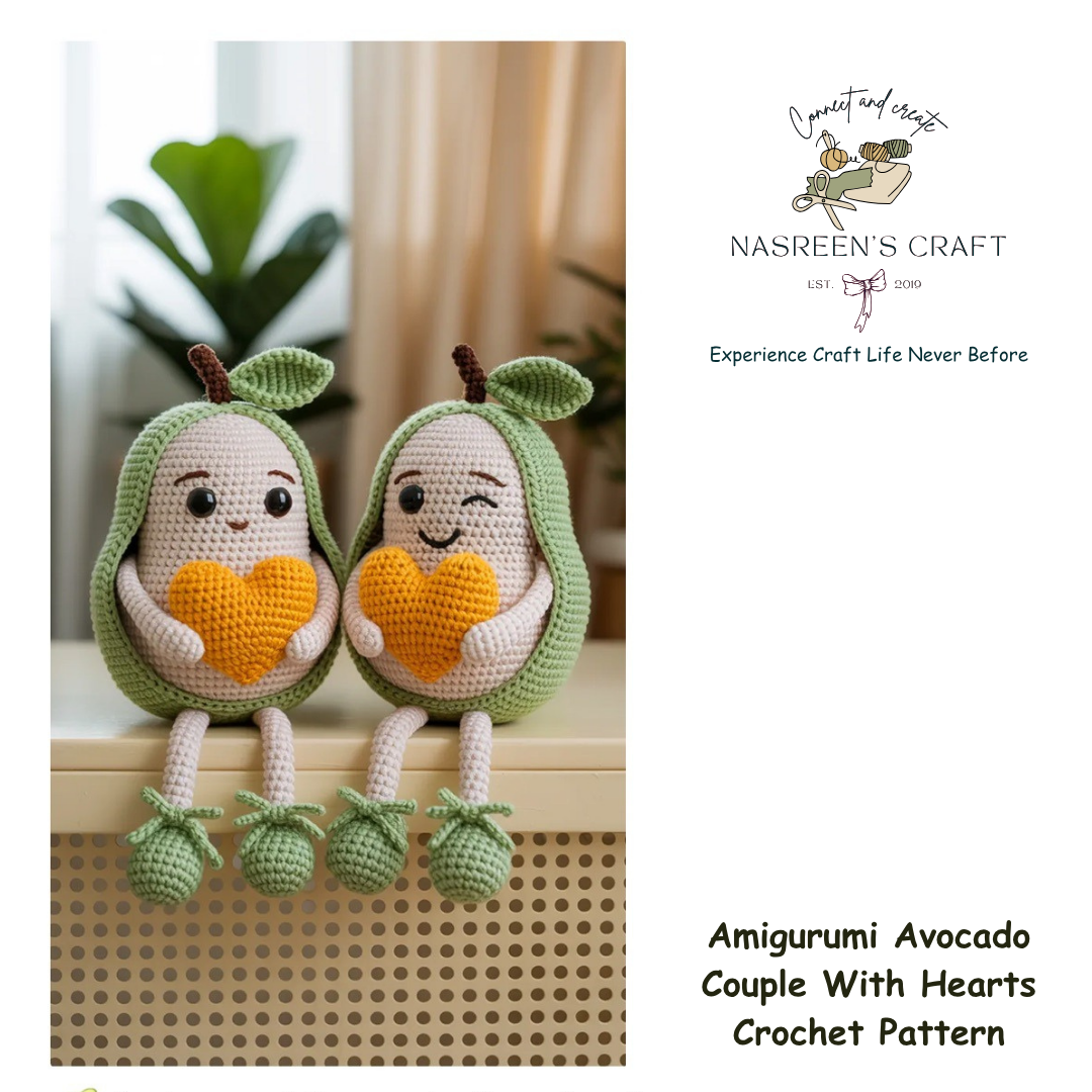 Amigurumi Avocado Couple With Hearts Crochet Pattern
